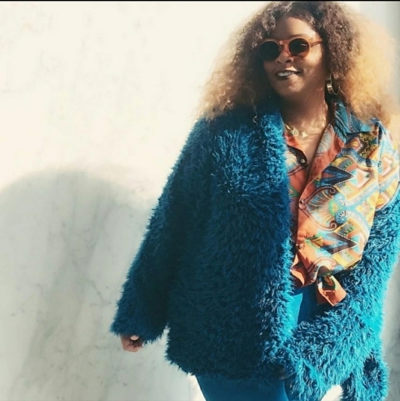 Zelie for She Jackets & Blazers - Zelie for She Burgundy Teddy Furry Jacket 1X